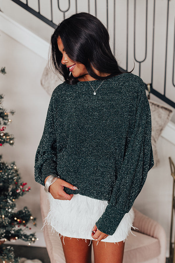 Shimmery Babe Shift Top In Hunter Green