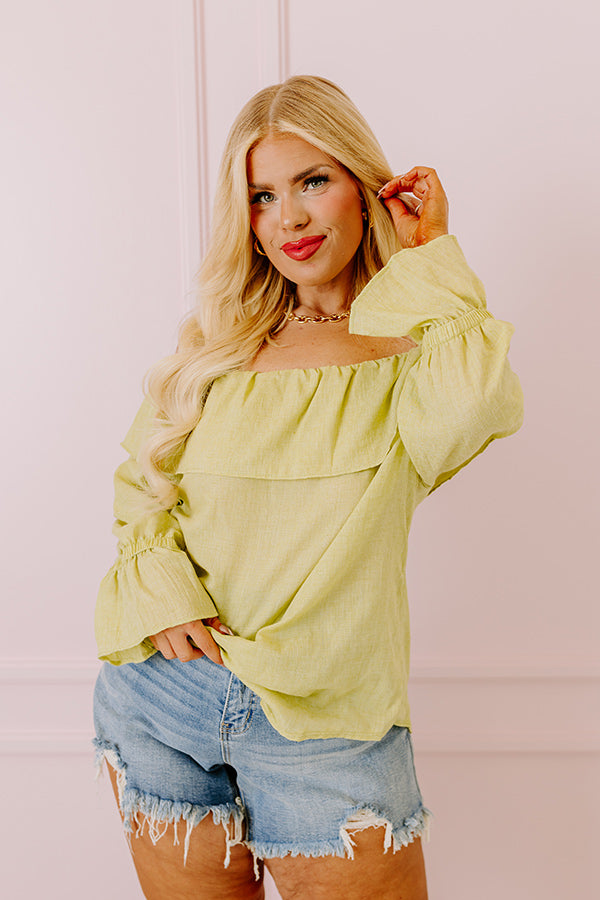 Vacay Honey Off Shoulder Shift Top in Lime Punch Curves