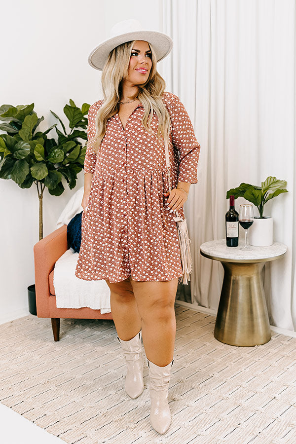 Cherry Mood Tunic Dress In Camel Curves