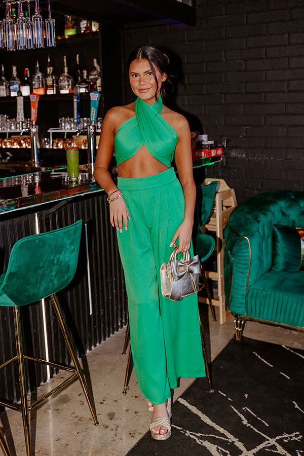Nearly Famous Wrap Top In Green