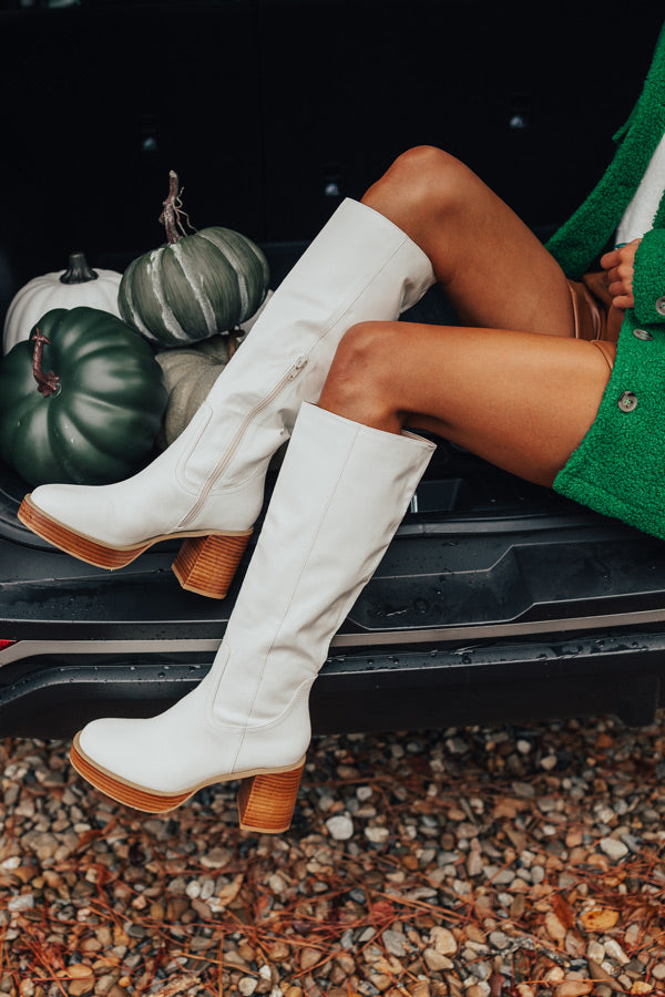The Amy Faux Leather Boot In White
