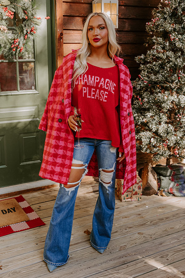 Champagne Please Sweater in Red