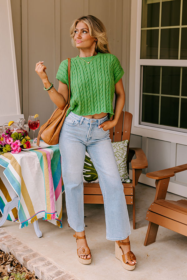 Meet Your Destiny Knit Top In Kelly Green
