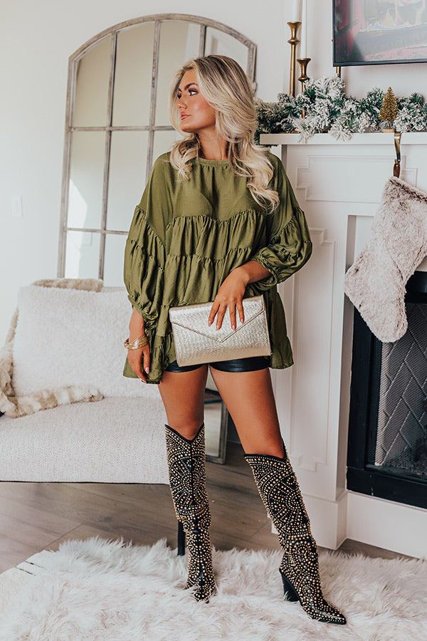 Swish And Sway Satin Top in Olive