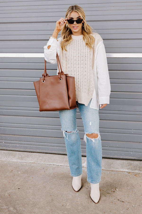 Cinnamon Lane Cable Knit Sweater Top