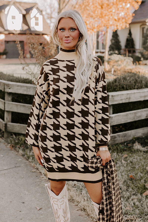 Smooth Sounds Houndstooth Sweater Dress