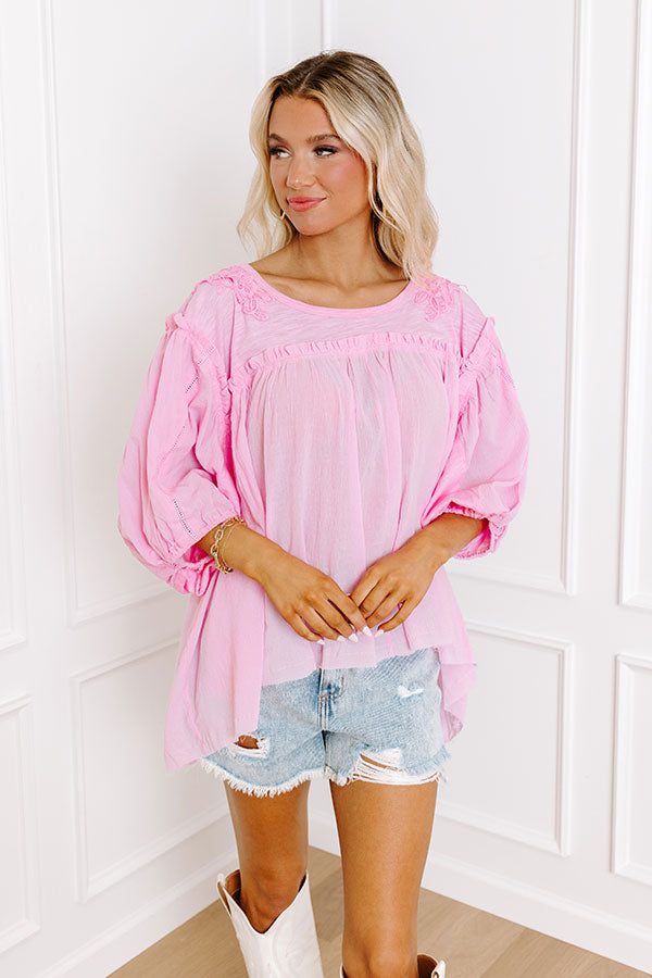 Serenity Song Babydoll Top In Pink