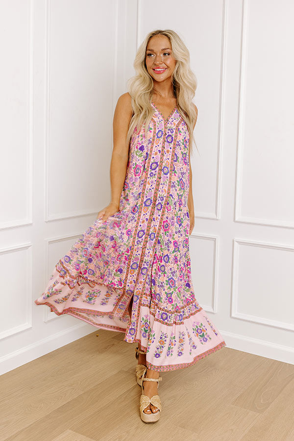 Strolling Through Phoenix Floral Maxi Dress in Pink