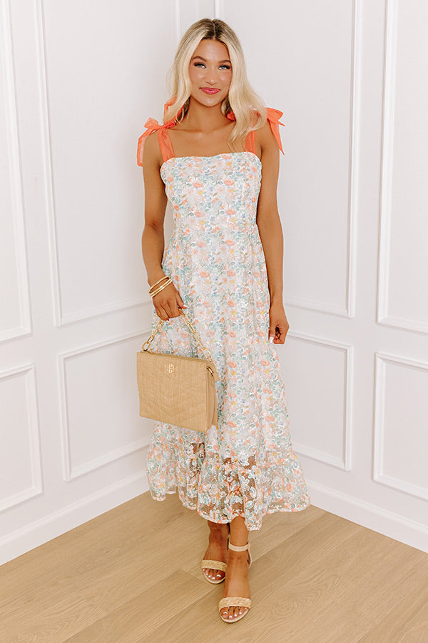 Charming Moment Embroidered Floral Midi