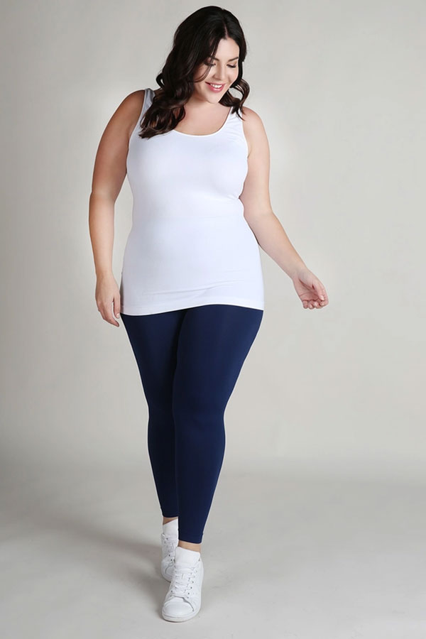 Easily Styled Seamless Tank in White Curves