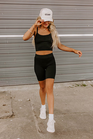Always On The Move High Waist Ribbed Biker Shorts
