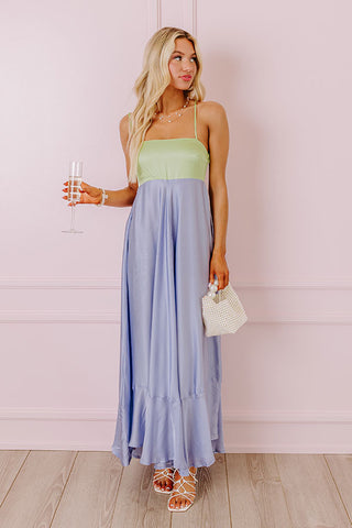Smiles and Spritzers Satin Maxi Dress
