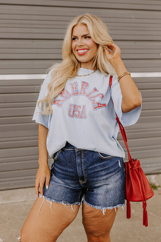 American USA Vintage Graphic Tee Curves