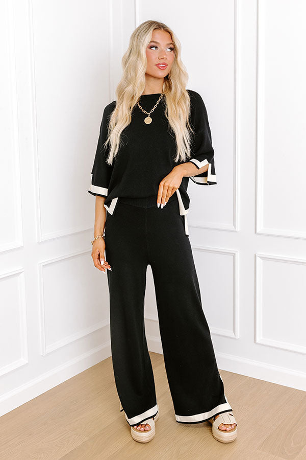 Uptown Cafe High Waist Knit Pants in Black