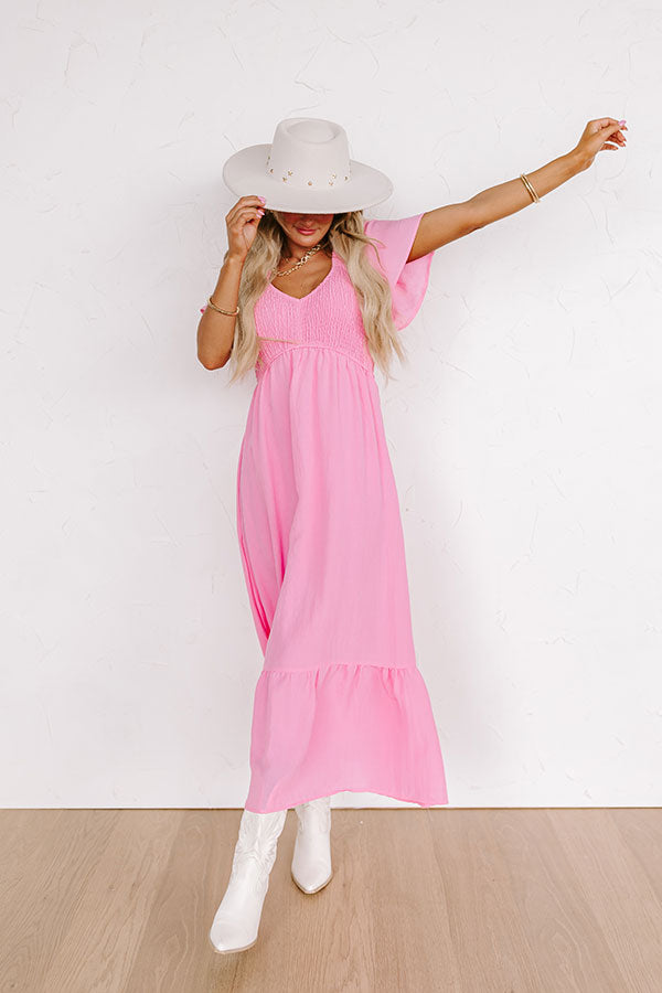 Sunny Smiles Smocked Maxi in Pink – Impressions Online Boutique