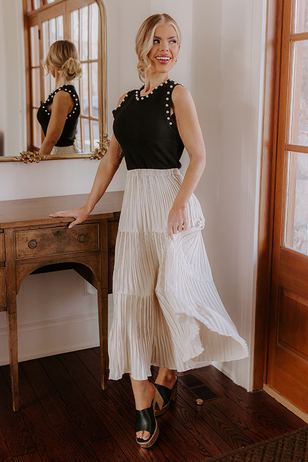 The Jenny High Waist Pleated Midi Skirt - Main Image