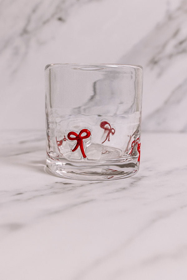 Slant Collections Handblown Icon Short Glass With Red Bows Image - 1