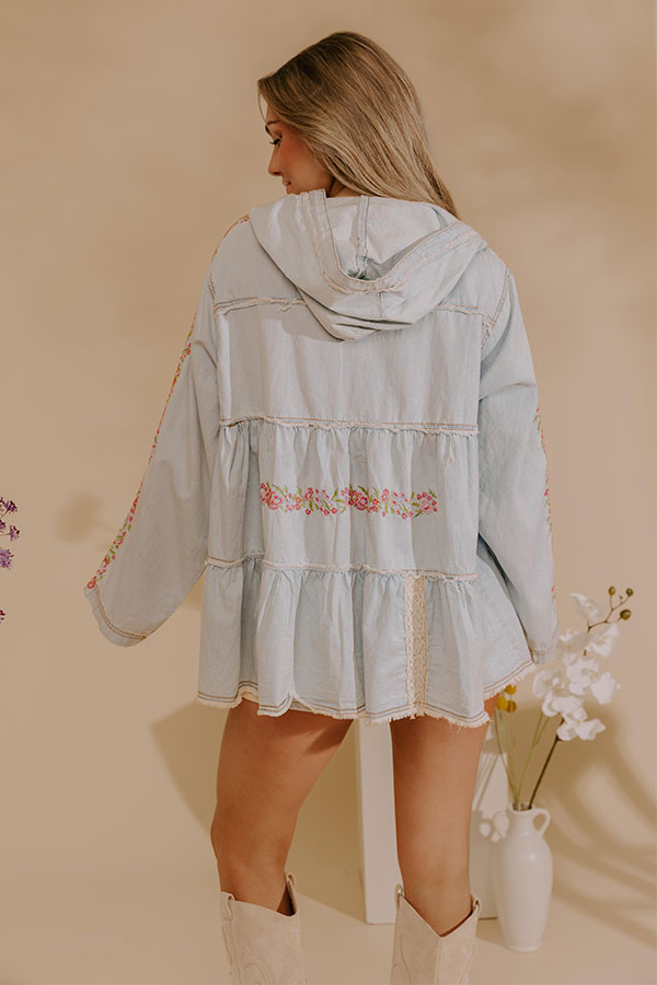 Fresh Start Floral Embroidered Chambray Sweater Image - 4