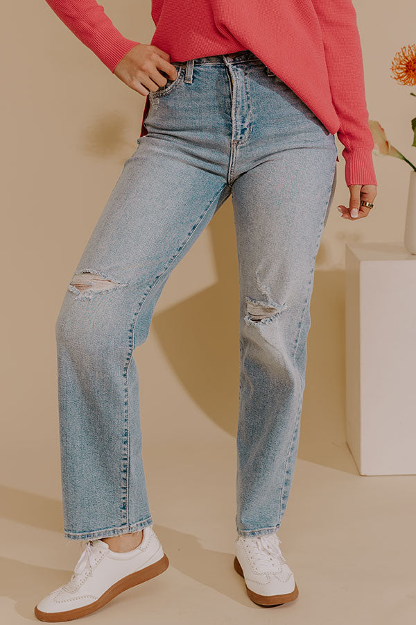 JUST USA June High Waist Distressed Dad Jean Image - 1