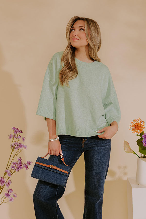 Daydream Knit Sweater Top in Mint Image - 1
