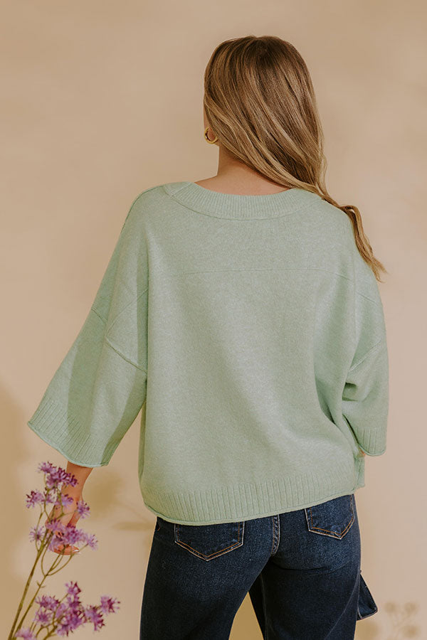 Daydream Knit Sweater Top in Mint Image - 4