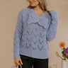 Coquette Comfort Pointelle Knit Sweater in Sky Blue Image - 1