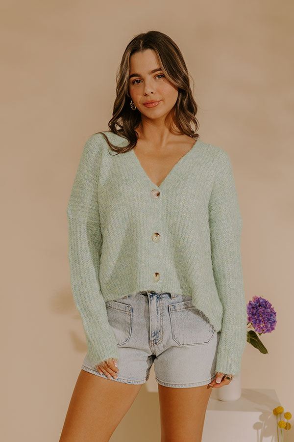 Snuggle Session Knit Cardigan in Mint Image - 2