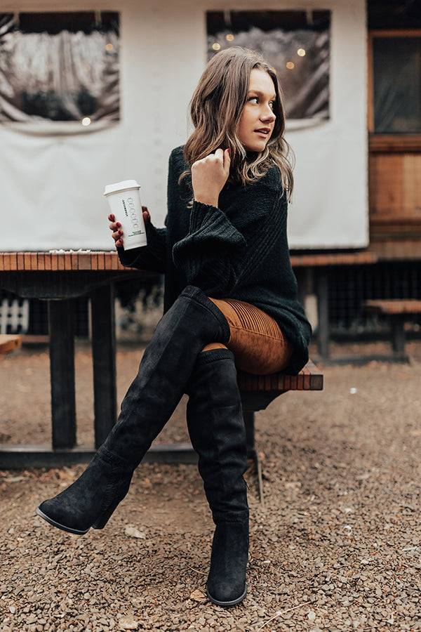 The Haven Faux Suede Knee High Boot in Black – Impressions Online