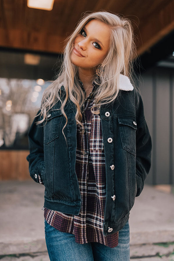 Denver Days Denim Sherpa Lined Jacket In Black – Impressions