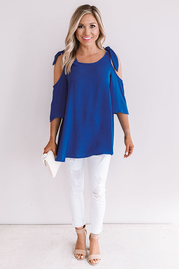Call Me For Cocktails Shift Top In Royal Blue