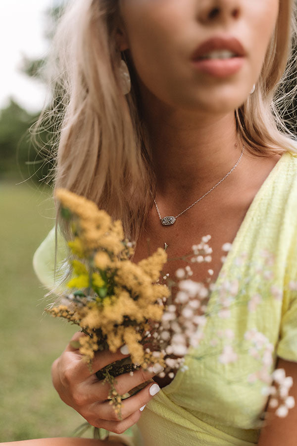 Kendra Scott Elisa Silver Pendant Necklace in Platinum Drusy