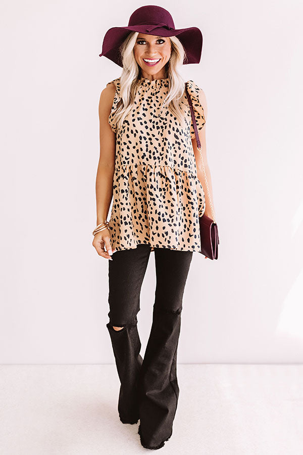 CARMELA TOP LEOPARD LATTE