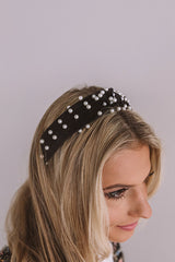 Hang Onto Love Pearl Headband In Black • Impressions Online Boutique