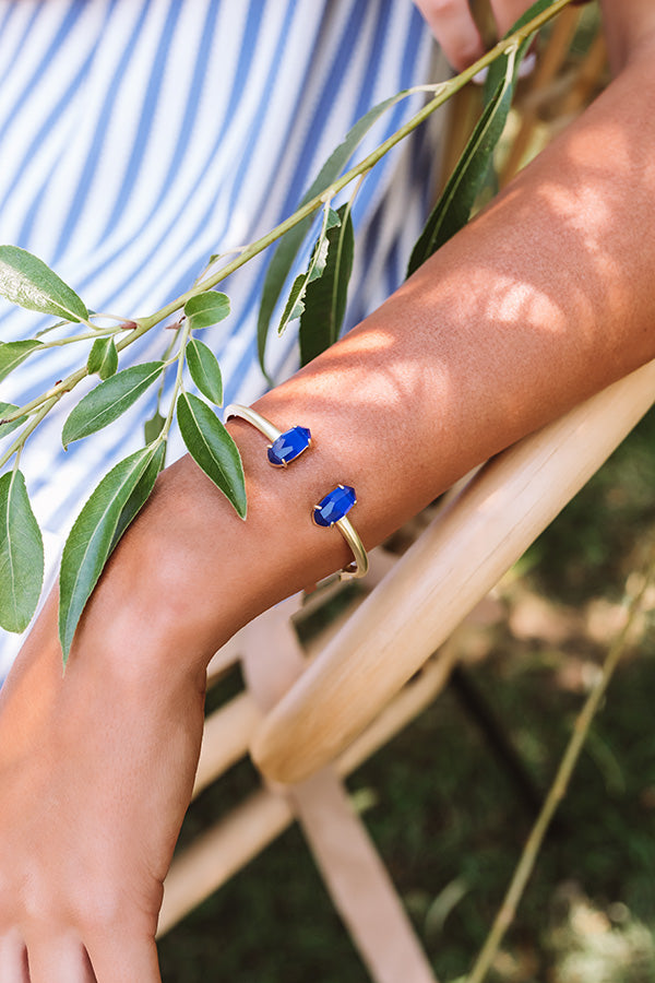 Kendra Scott Edie Gold Cuff Bracelet in Cobalt Cats Eye