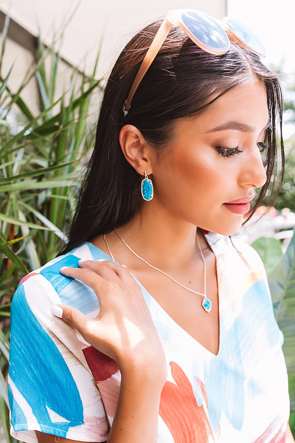 Kendra Scott Dani Gold Drop Earrings in Bronze Veined Turquoise