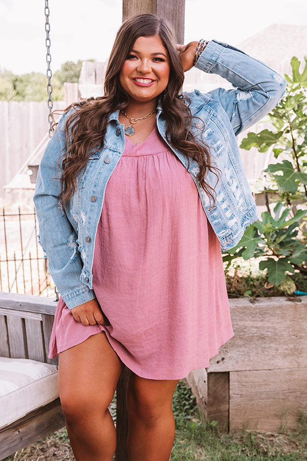 Denim Jacket Blush Pink Jacket Plus Size The Lynndon Distressed