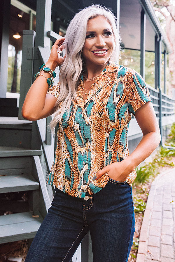 Radiant Reveal Snake Print Button Up Top