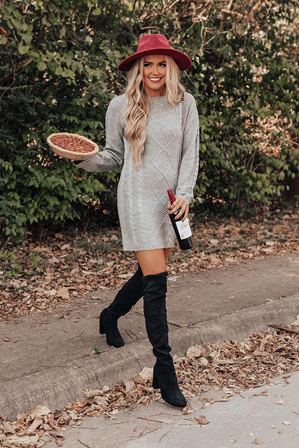 white sweater dress with black boots Scoop Neck Balloon Sleeve Sweater Dress - Off White
