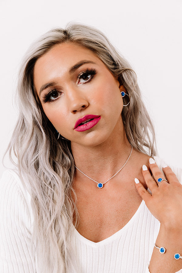 Kendra Scott Davie Silver Pendant Necklace in Royal Blue Kyocera