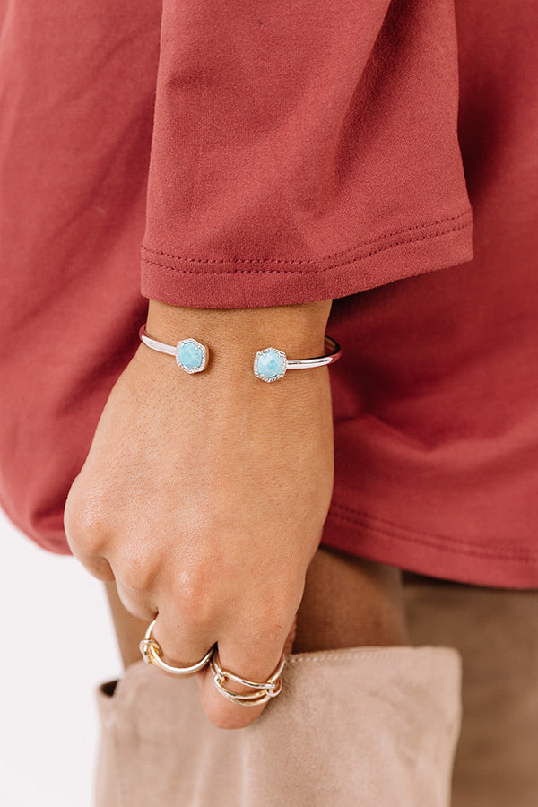 Kendra Scott Davie Silver Cuff Bracelet in Light Blue Magnesite