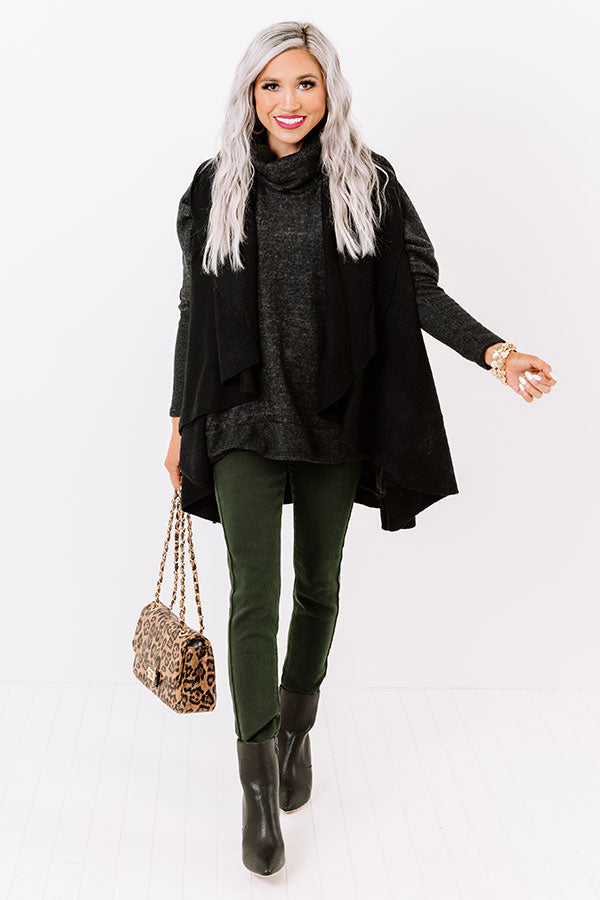 Chic In The Moment Poncho In Black