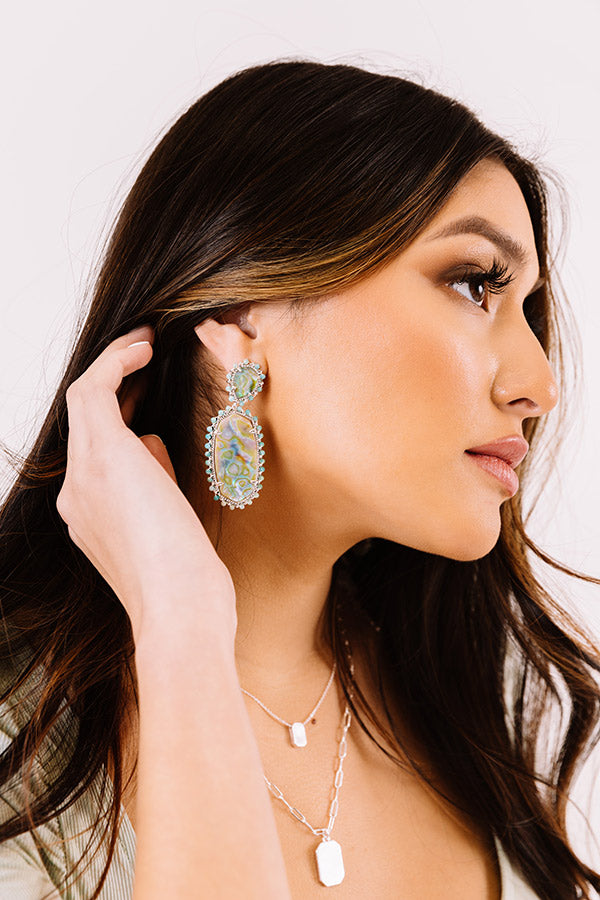 Kendra Scott Parsons Bright Silver Statement Earrings in Iridescent Abalone
