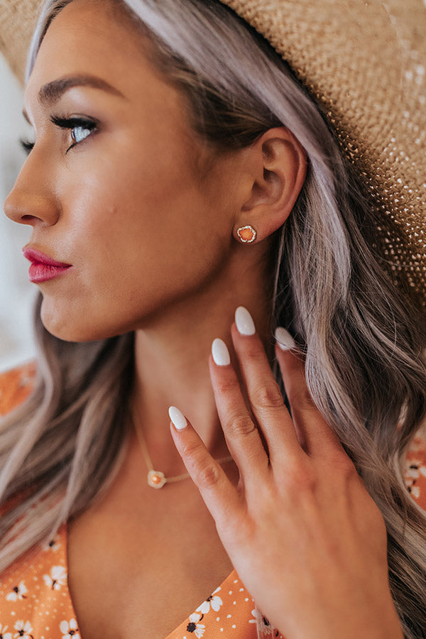 Kendra Scott Tessa Gold Small Stud Earrings in Papaya Mother Of