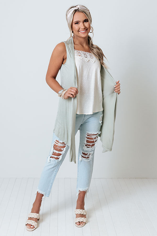 Chasing Fame Cardigan In Pear