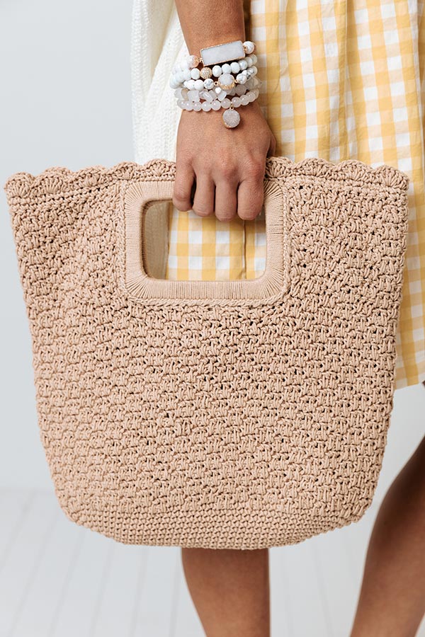 Bottomless Mimosas Knit Tote In Tan Image - 2