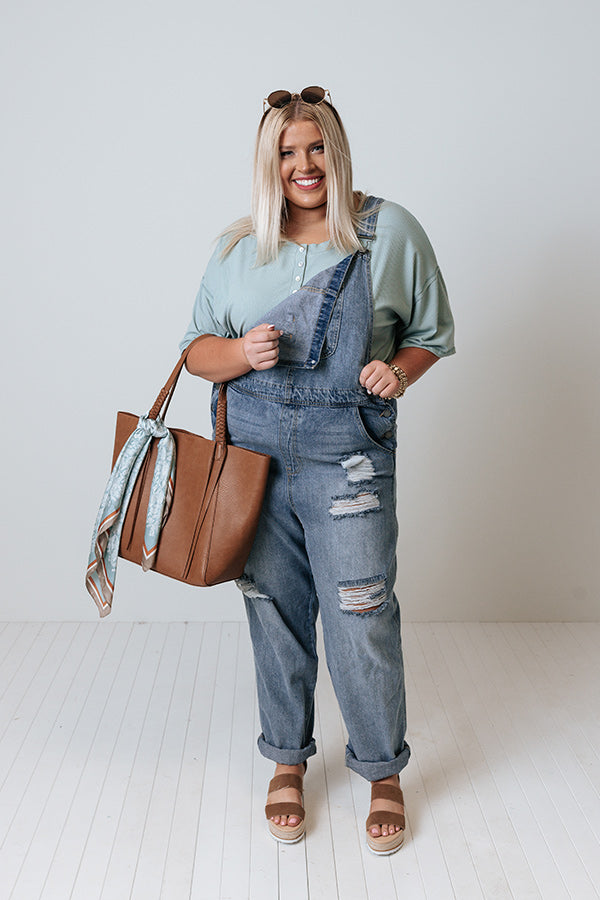 The Caspin Distressed Overalls In Medium Wash Curves – Impressions