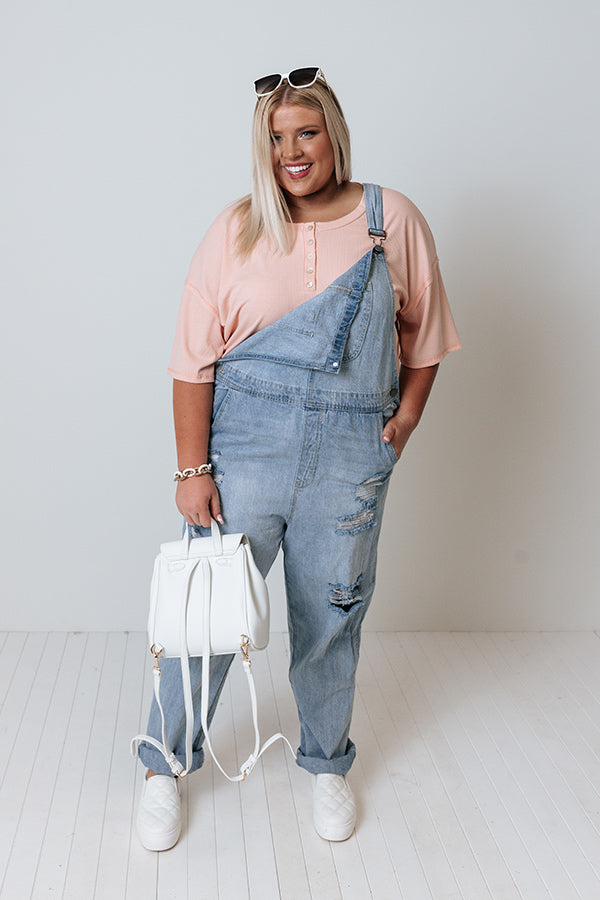 The Caspin Distressed Overalls In Light Wash Curves – Impressions