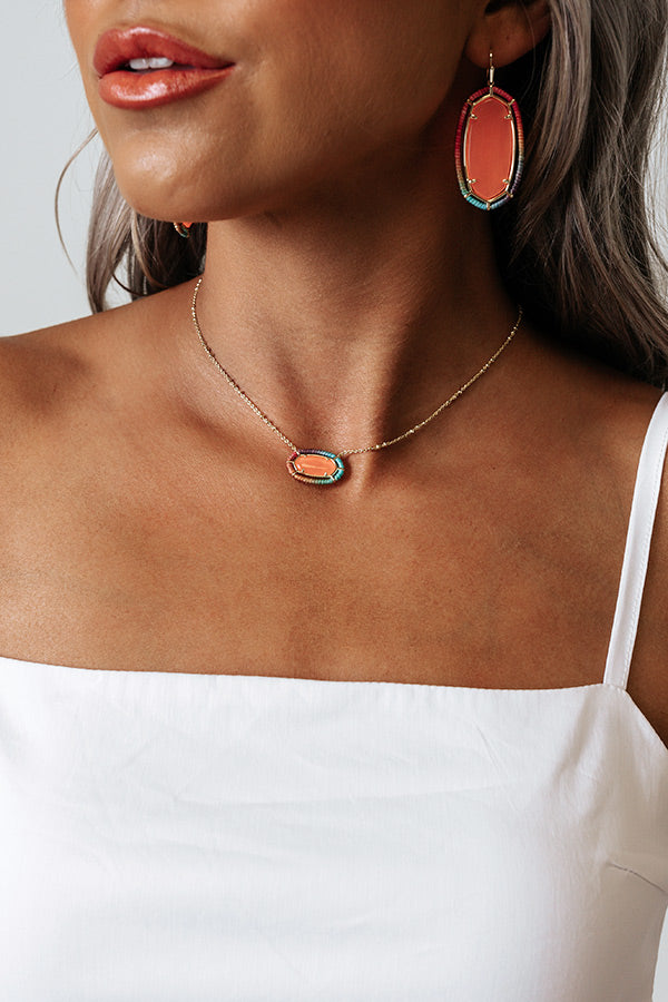 Kendra Scott Threaded Elisa Gold Pendant Necklace in Coral