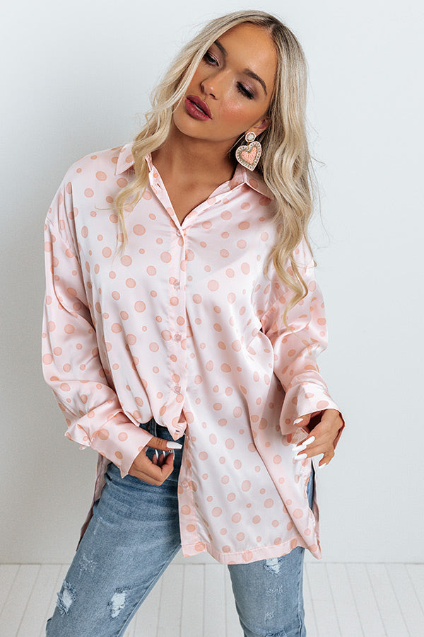 Busy In The City Polka Dot Top in Pink
