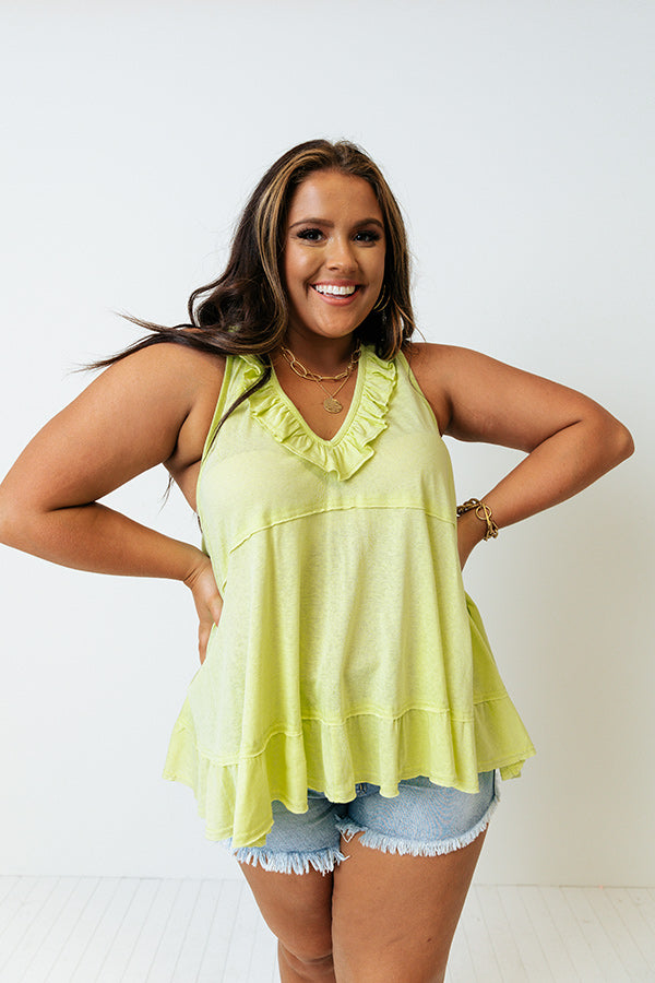 Sunshine Needed Shift Top In Lime Curves